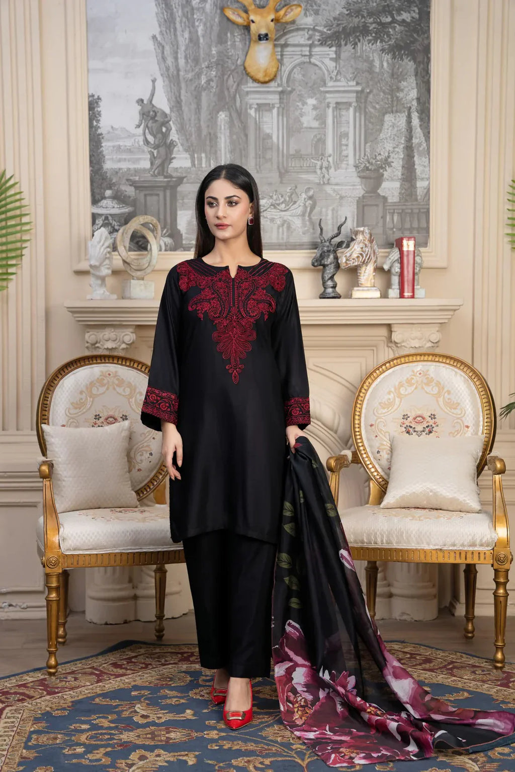 Taaj Farshi Emboriederd  3-Pcs