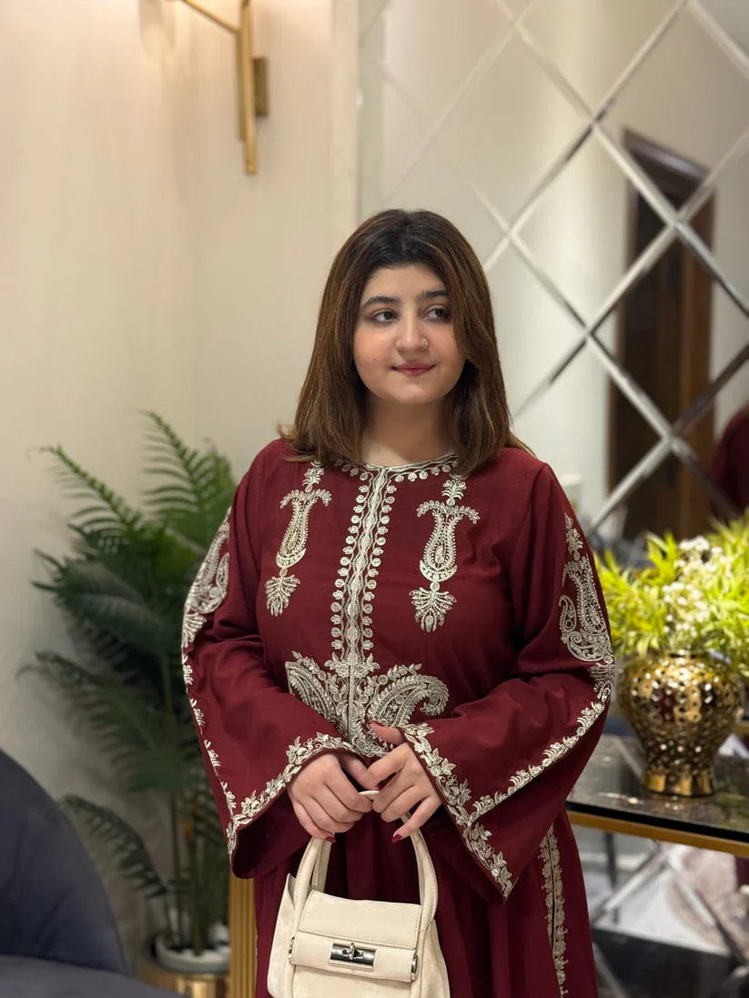 Alisbha Maroon Embroidered 2pc