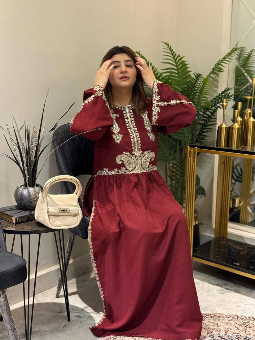 Alisbha Maroon Embroidered 2pc